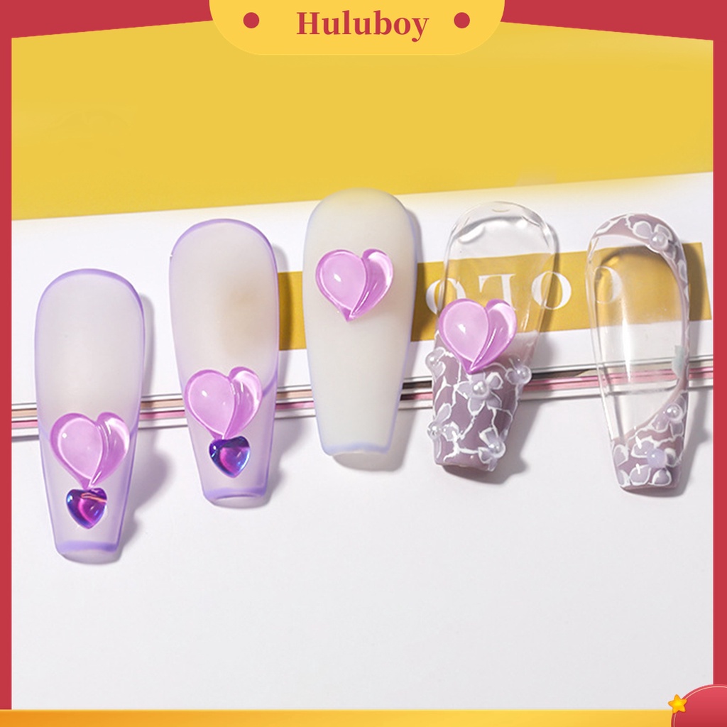 Huluboy Huluboy♡ 10 Pcs Perhiasan Kuku Bentuk Permen Hati Bahan Resin Untuk Anak Perempuan