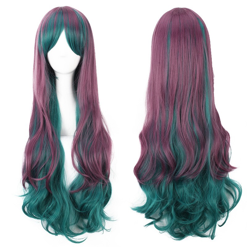 LOL-113 wig rambut palsu lolita cosplay harajuku daily ash purple  green