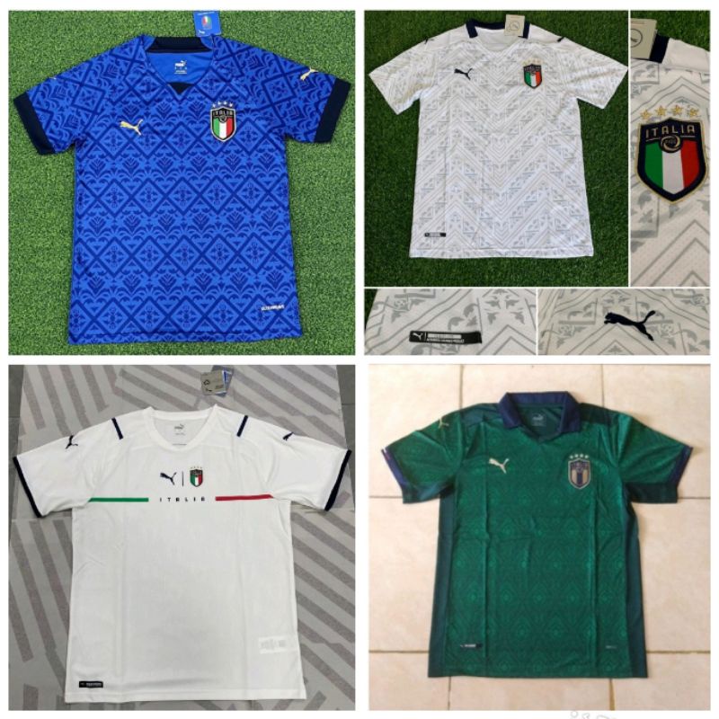 Jersey Kaos Baju Bola Timnas Italy Itali Italia Home Away 3rd Third Biru Putih Hijau Big Size XXL 2X