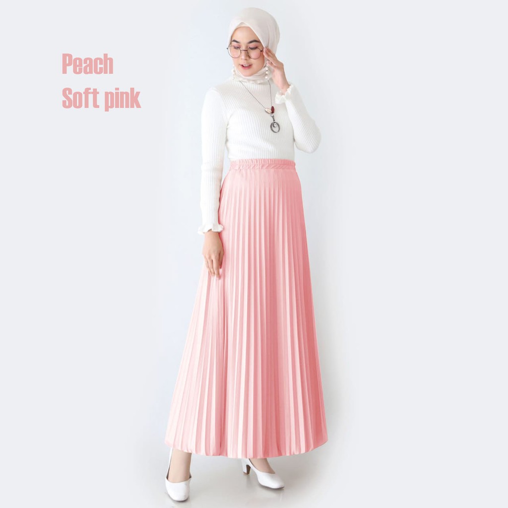 Rok Plisket - Rok  Wanita Bahan Premium ( Varian 1 )-SOFT PINK (PEACH)