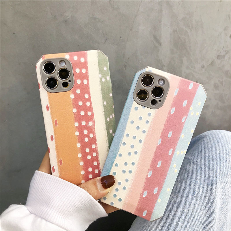 Case Bahan Kulit PU Motif Pelangi Untuk iPhone 12promax 7 8 Plus SE X XS XR XSMAX 11 11promax 12