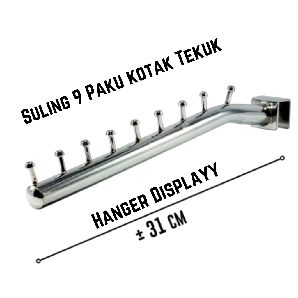Hanger Suling Pipa Kotak 9 Titik Tekuk Gantungan Baju Display Toko