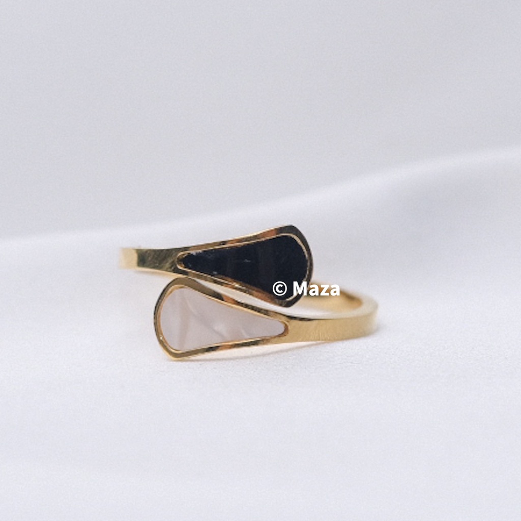 MAZA- Cincin Wanita Rhodium Zey White N Black Gold