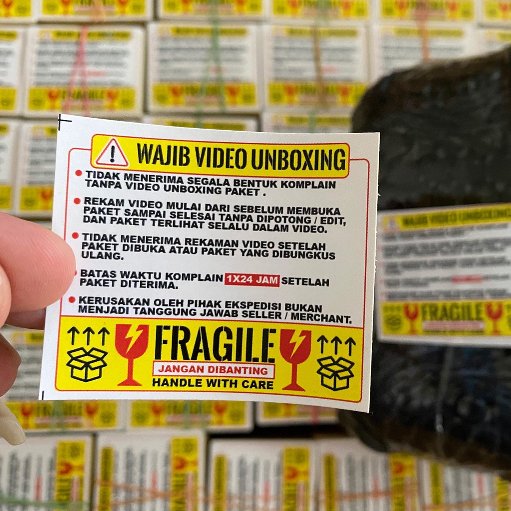 

sticker label fragile video unboxing pecah kemasan pengiriman aman 6x5cm promo