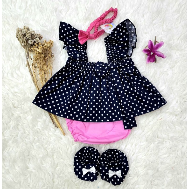 baju bayi perempuan stelan celana + bandana baby girl