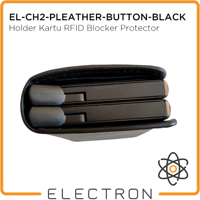 EL-CH2-PLEATHER-BUTTON-BLACK Card Holder Kartu RFID Blocker Protector