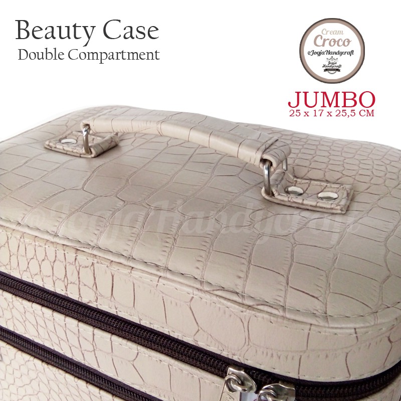 Exclusive JUMBO Size Tas Tempat Kosmetik Cream Croco Doff / Beautycase