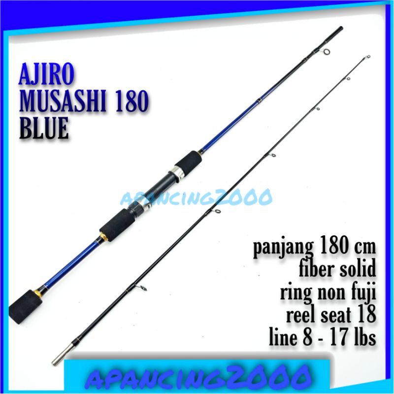 joran pancing casting ajiro Musashi biru 180 cm COD fiber solid