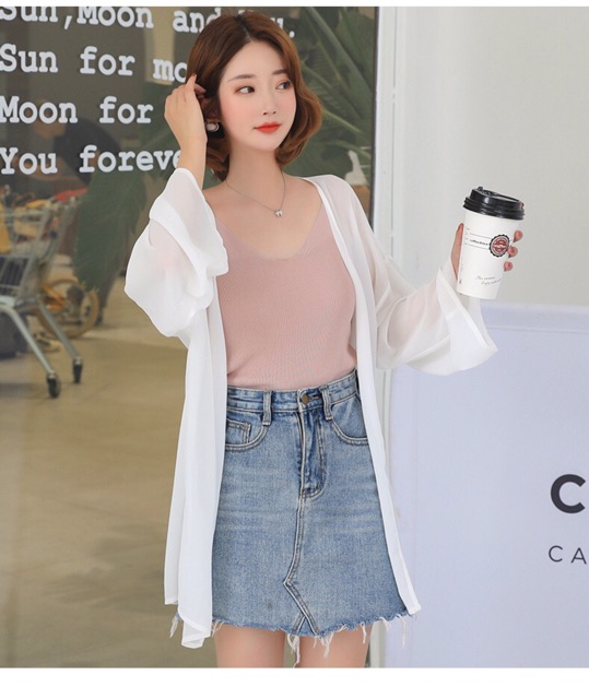 CARDIGAN PLAIN KOREA LUARAN SIFON TRANSPARAN OUTER POLOS CHIFFON