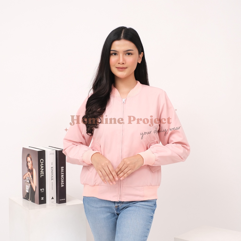 Gania Bomber Jaket Peach - Jaket Parasut Wanita