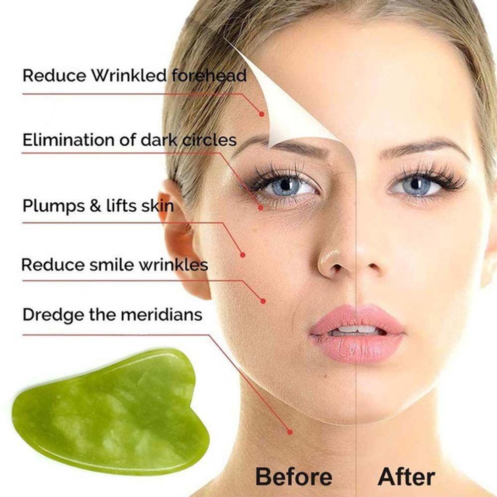 Needway   Gua Sha Papan Mengangkat Kulit Tubuh Anti-Aging Wajah Tipis Alami Batu Giok Pijat Wajah