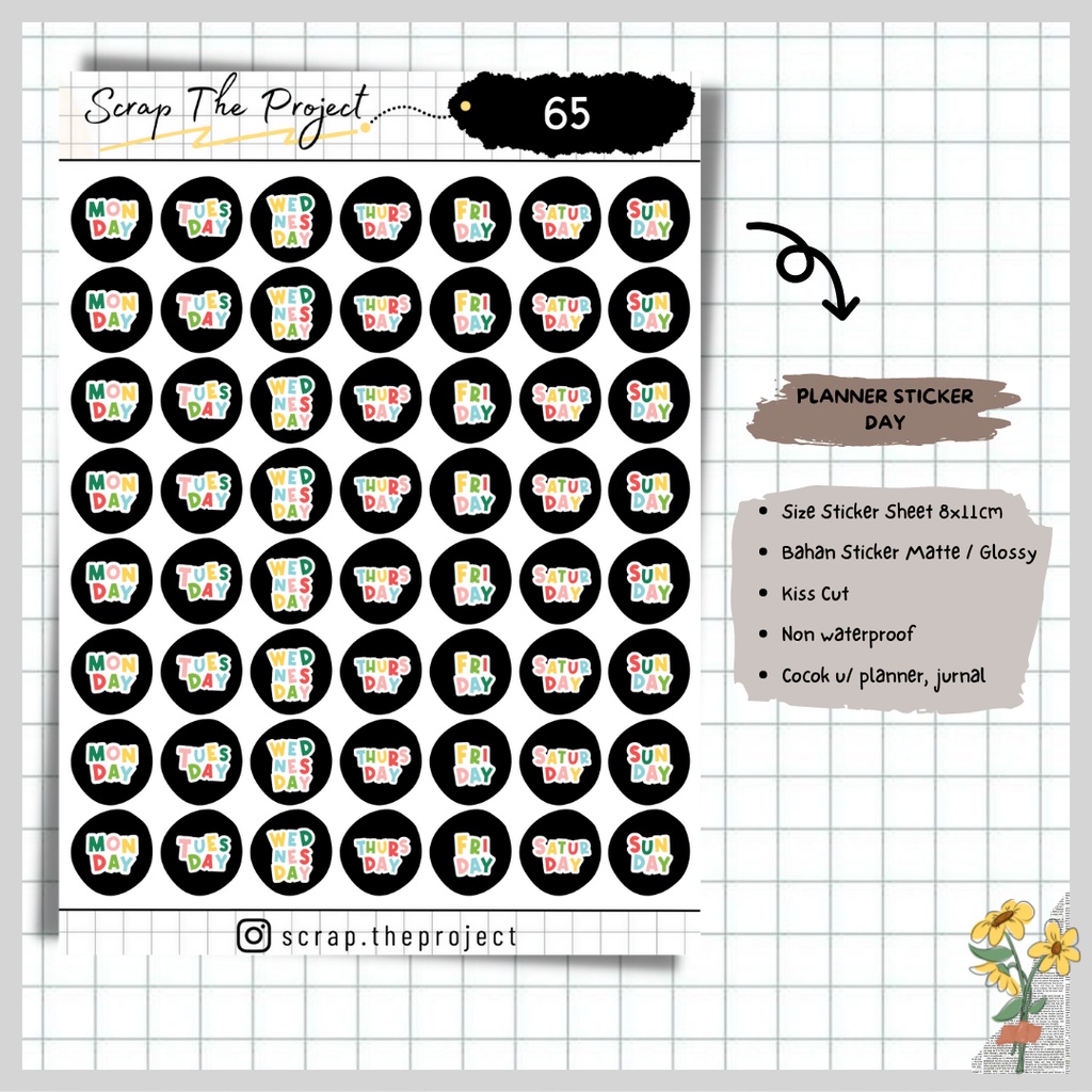 

STICKER PLANNER JOURNAL / STICKER NAME OF DAY / STP - 65