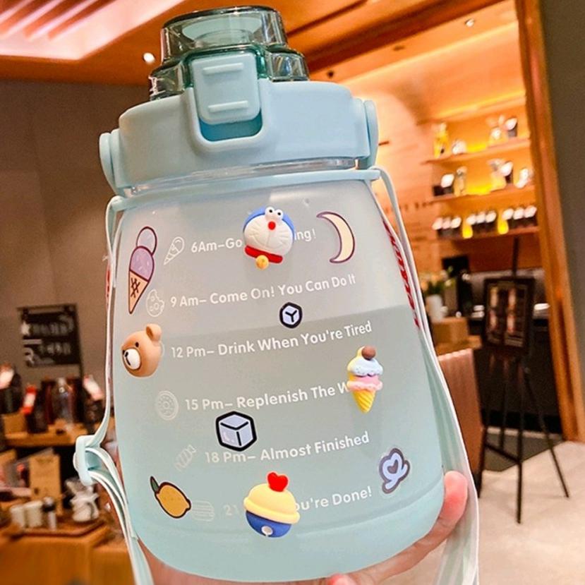 (TERBARU) YGS - E104- Botol Motivasi lucu 1.4L  / Botol Minum Penanda Waktu 1400ml / Botol Viral Luc