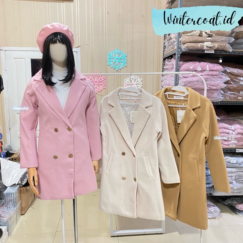 Coat wanita Kinan mantel wol jaket wool winter import korean style jacket cewek hangat