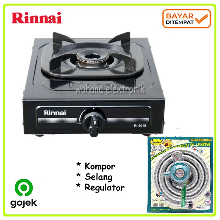 Rinnai RI-301S Kompor Gas 1 Tungku Sun Burner - Paket Caisar Selang Regulator Bisa Gojek