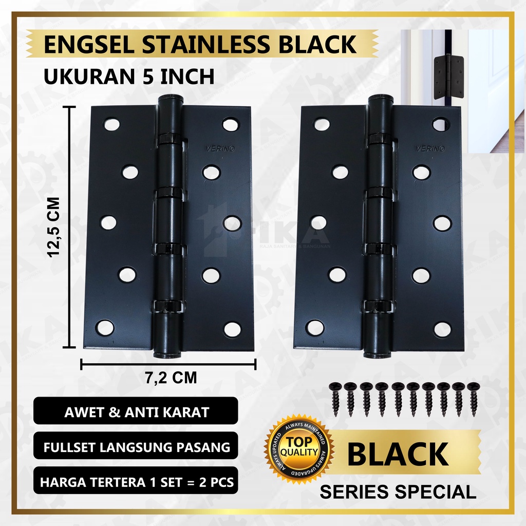 Engsel pintu tebal 5&quot; / Engsel Tebal Stainles Inch Bagus / Pintu Jendela Silver Stenlis  engsel 5 inch engsel khusus pintu rumah besar engsel pintu baut 5 murah putih tebal 3mm