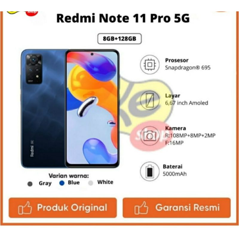 Xiaomi redmi not 11 pro 5G 8/128 garansi resmi