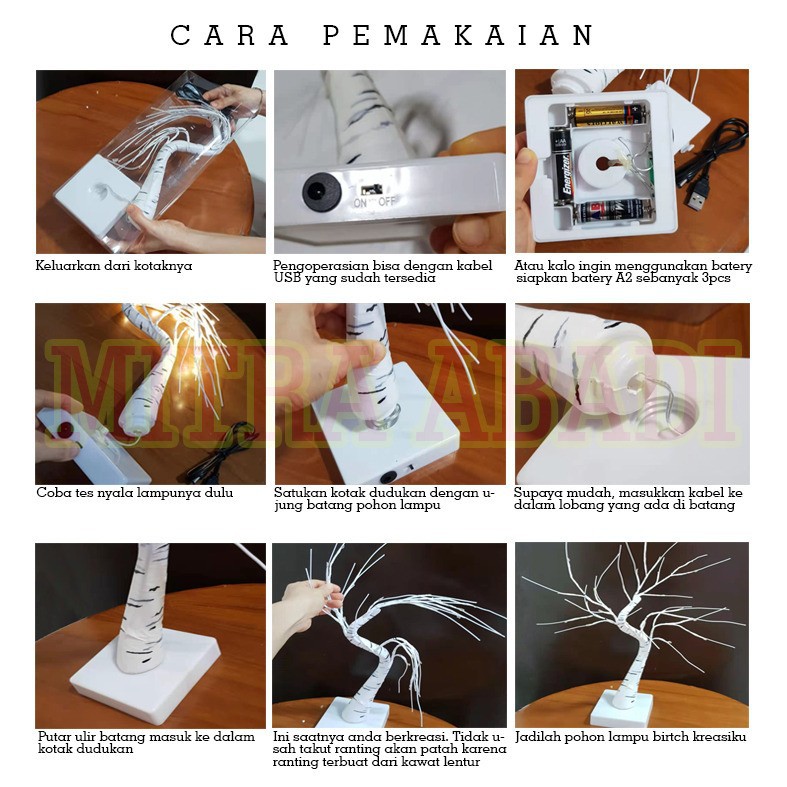 Dekorasi Lampu Tidur / Meja Ranting Pohon LED / Simulation Birch Tree