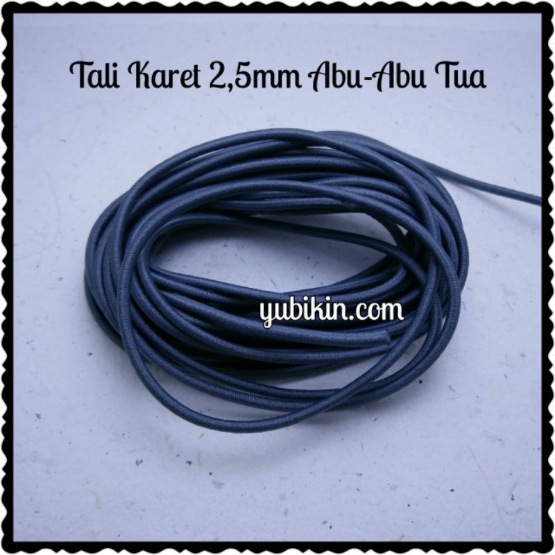 

1 Meter Tali Karet Bulat 2,5mm Elastis Elastic Warna Abu Tua