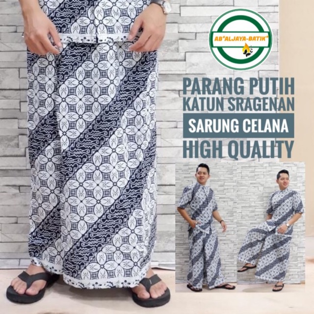 Sarung Celana PARANG PUTIH Katun Halus Lembut Adem