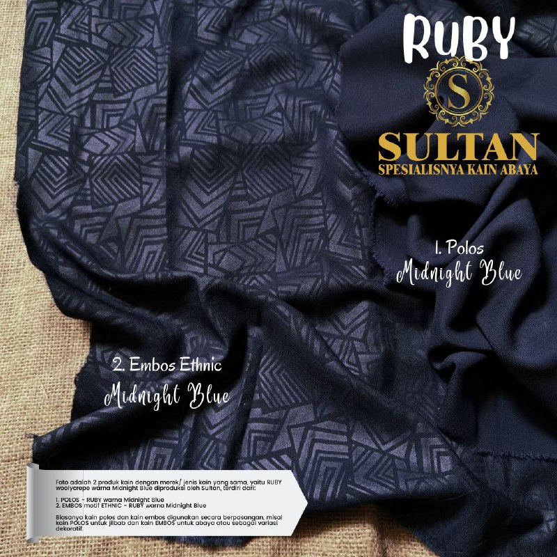 50CM EMBOS ETHNIC RUBY MIDNIGHT BLUE WOLLYCREPE KAIN SULTAN