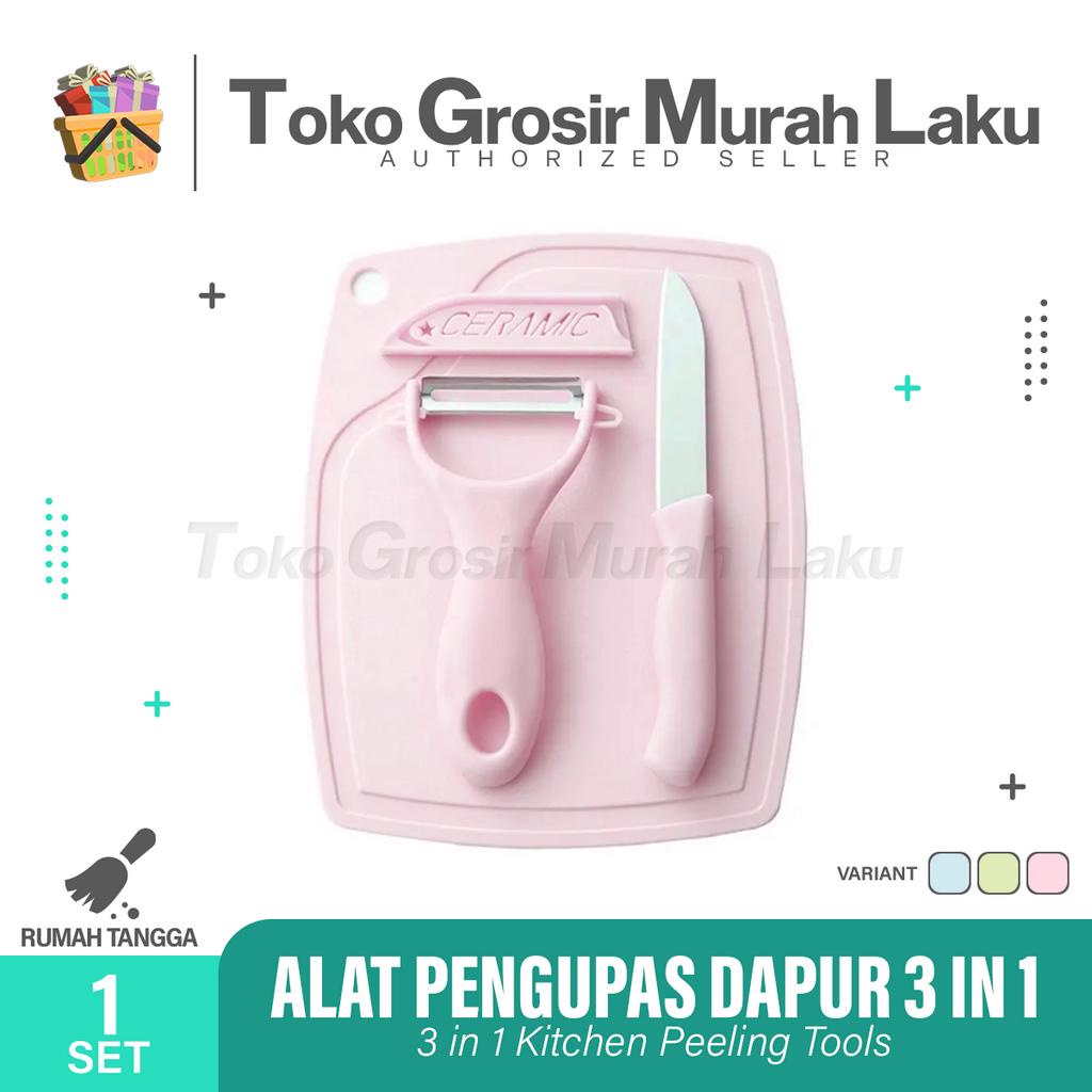 PISAU SET TALENAN 3 in 1 STAINLESS PISAU KUPAS BUAH SAYUR DAPUR PEELER