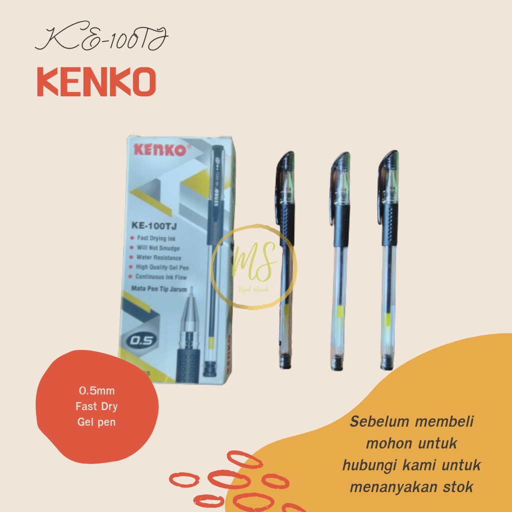 

Bolpoint gel KENKO KE-100tj Fastdry , Gelpen hitam 0.5mm