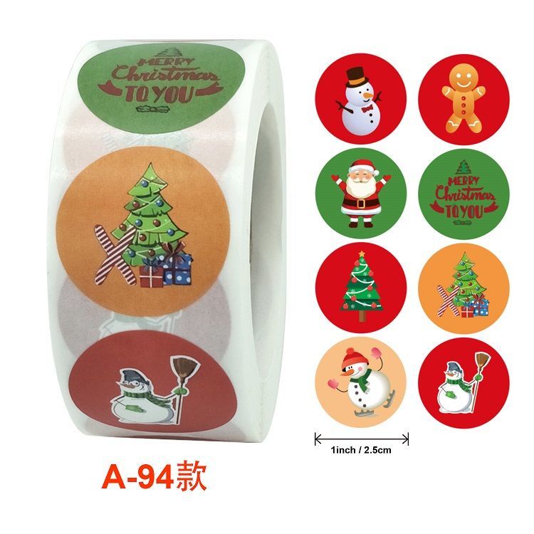 500 stiker/Roll anak stiker Natal liburan hadiah buatan tangan menyelesaikan stiker TK hadiah hadiah