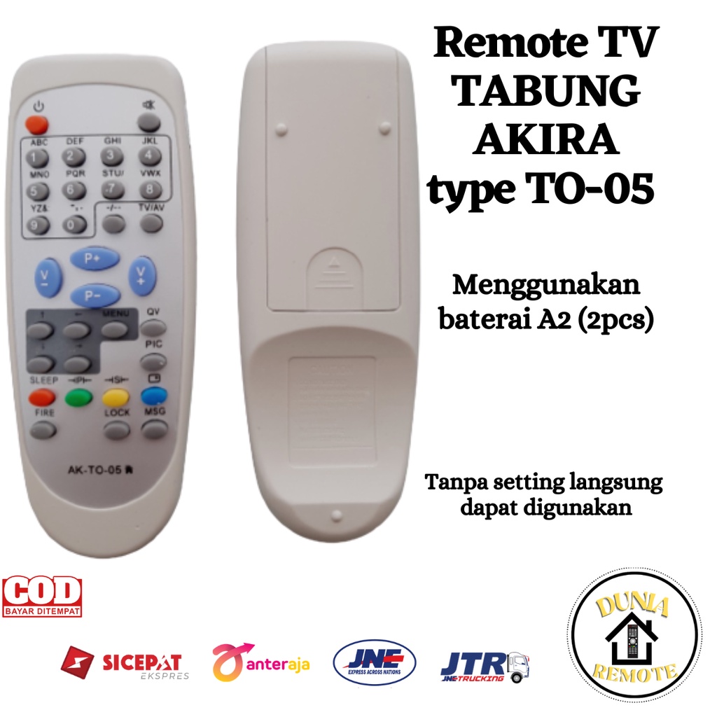 Remot Remote TV AKIRA TO-05 TABUNG putih tanpa setting