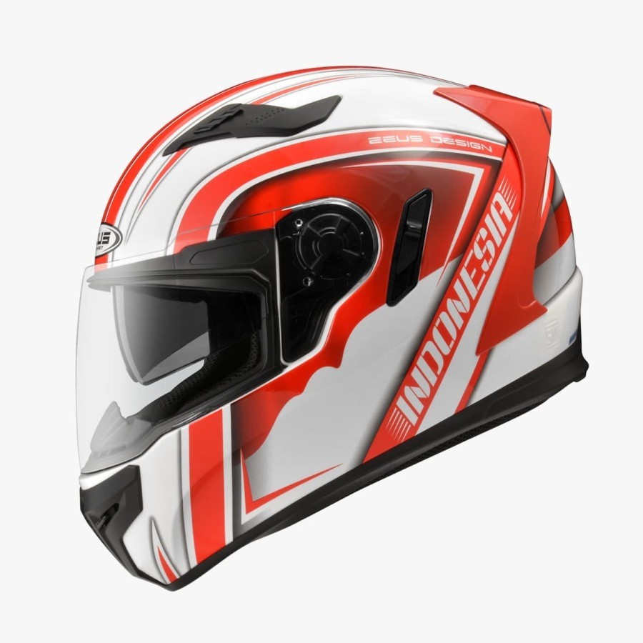 HELM ZEUS 813 WHITE AN16 RED | HELM MOTOR FULL FACE | ZEUS 813