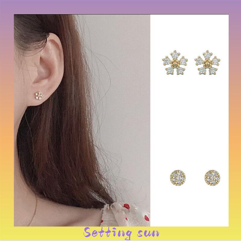 Kristal Berlian Anting Pejantan  Titanium Steel S925  Untuk Wanita TN