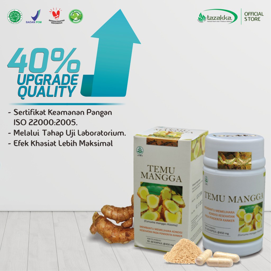 Obat Kanker | Obat Herbal TEMU MANGGA HALAL BPOM ORIGINAL | Kapsul isi 60 | Kapsul Herbal Ekstrak.