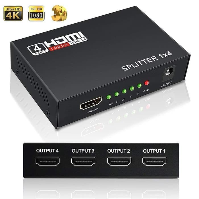 HDTV Splitter 4 Port Hub Full Video 1X4 HD Spliter Split 1 In 4 Out Repeater Amplifier V1.4 3D 1080P