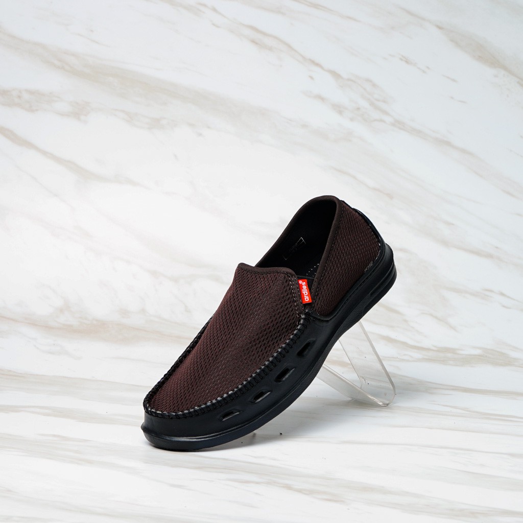 SEPATU ARDILES JNEE ORIGINAL - SEPATU SLIP ON RINGAN TERBAIK WARNA COKLAT/ABU-ABU