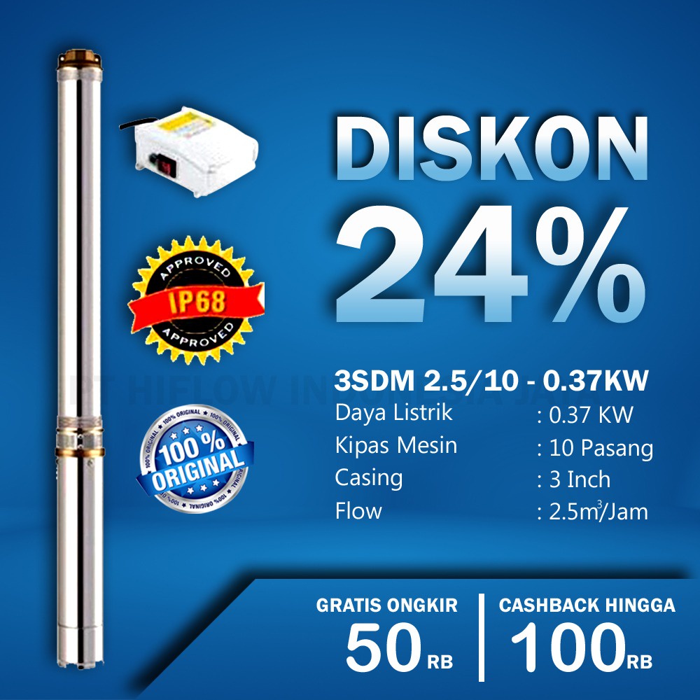 Pompa Satelit Dayuan / Submersible Pump 3 Inch - 3SDM 2.5/10 - 0.37 KW