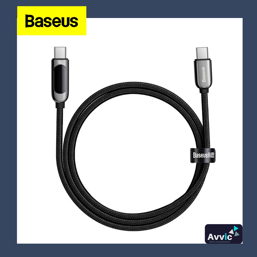 BASEUS Kabel Data Type C to Type C PD Fast Charging LED Display 100W