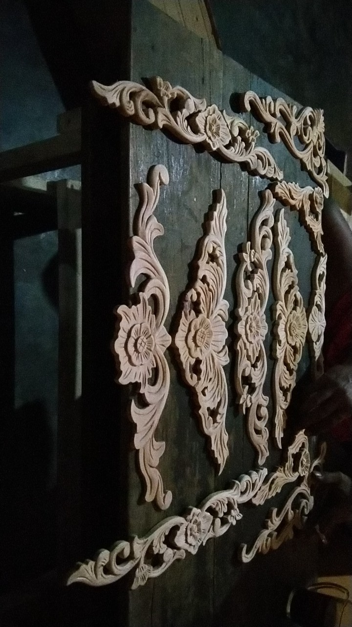 Ornamen Ukir Kayu Ukir Sudut Tradisional Jawa Jepara Indonesia
