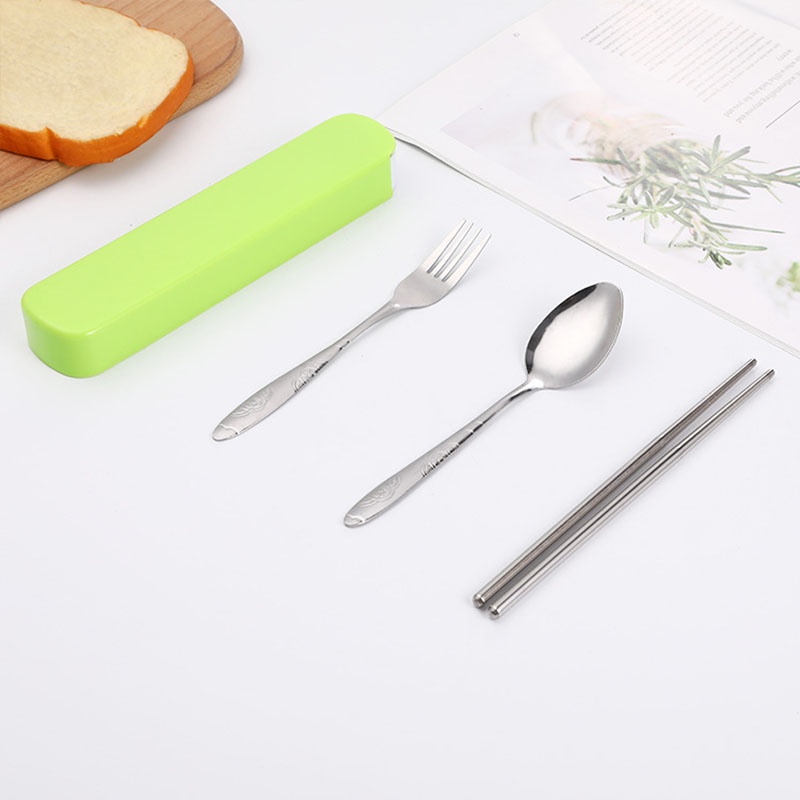 COD 4PCS/ set  Makan Travel Korea Sumpit Garpu Portable Sendok Stainless Steel 410 Fashion Import Korea Murah