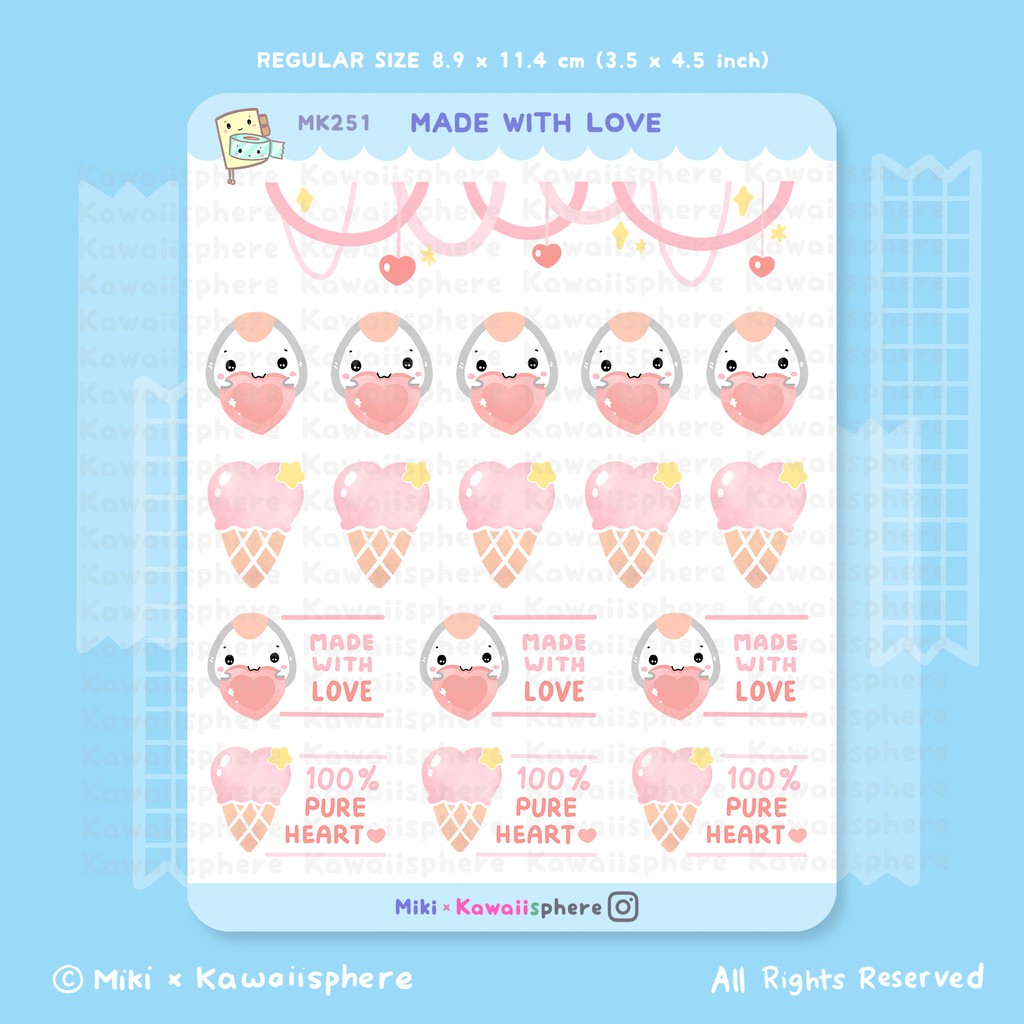 

Made with Love | MK251 Kawaiisphere Valentine Journal / Ring Binder Sticker
