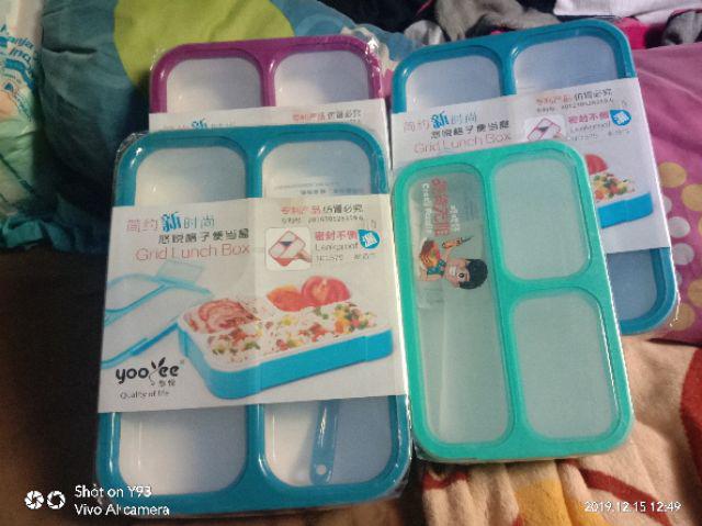 Kotak Makan Yoyee/lunch Box Yoyee/kotak Makan Anti Tumpah Sekat 3 Dan Sekat 4 579  578