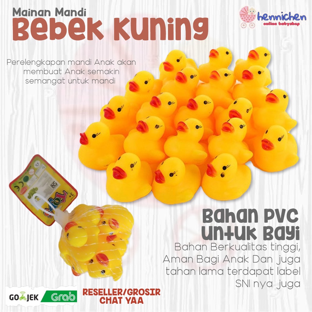 1 Pcs Mainan Mandi Bebek Kuning Bahan PVC untuk Bayi