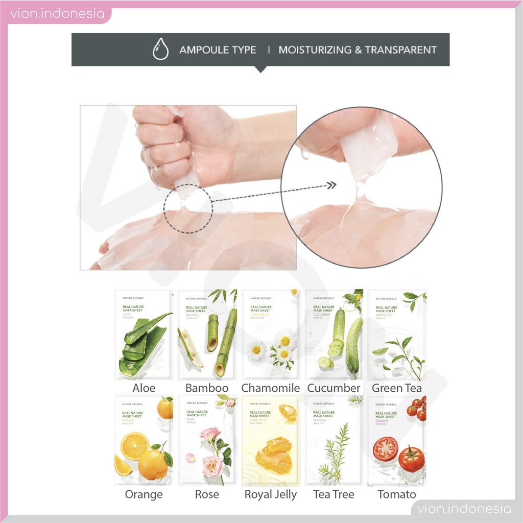 NATURE REPUBLIC Real Nature Mask Sheet 100% Ori Korea Sheet Mask Face 14 Type NR001