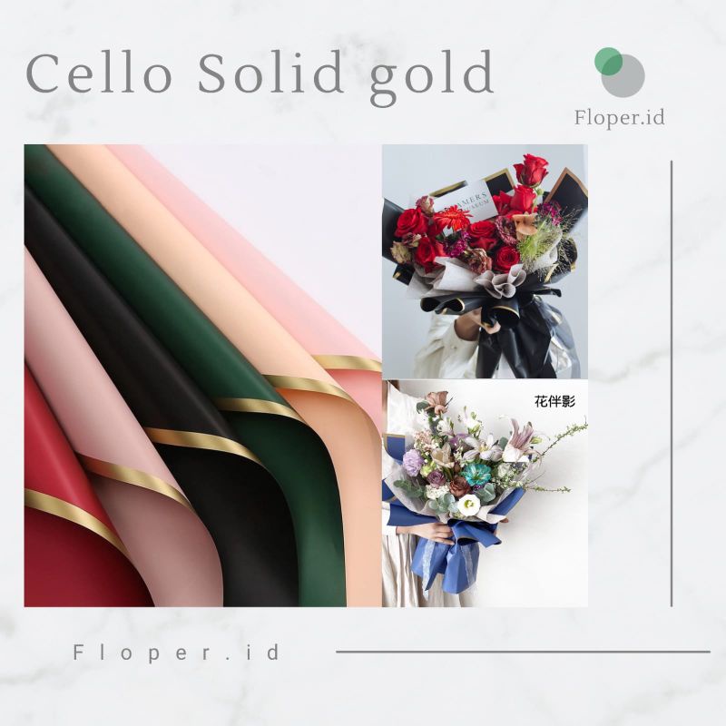 

5 Lembar kertas buket solid gold frame / kertas Cellophane / Kertas Buket Bunga/Flower Wrapping