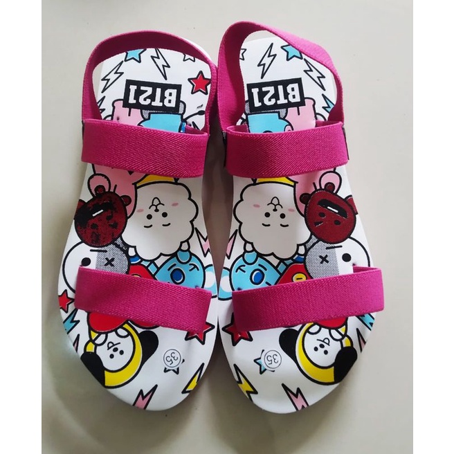 Sandal Anak/sandal karakter BT21/sandal kekinian/sandal anak perempuan