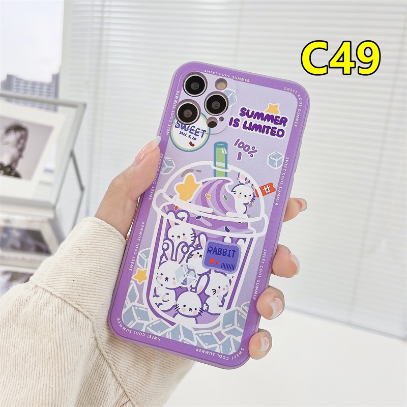 Casing Soft Tpu Case VIVO Y21 2021 Y20 Y12S Y20S Y20i Y53 Y51 2020 Y31 2021 Y12 Y21S Y12A Y20A Y20G Y30G Y12G Y30 Y51S Y53S Y91C Y91 Y17 Y93 Y50 Y72 Y52 Y51A Y33S Y30i Y12i Y11S Y15 Y95 Y11 Y90 OPPO A16 A15 A54 New Style Milk tea Pattern Matte Soft Case-#C49