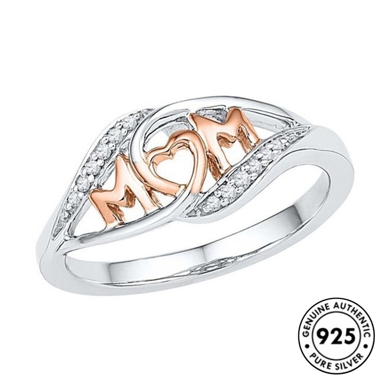 Cincin Lapis Silver S925 Warna Rose Gold Untuk Hadiah Hari Ibu