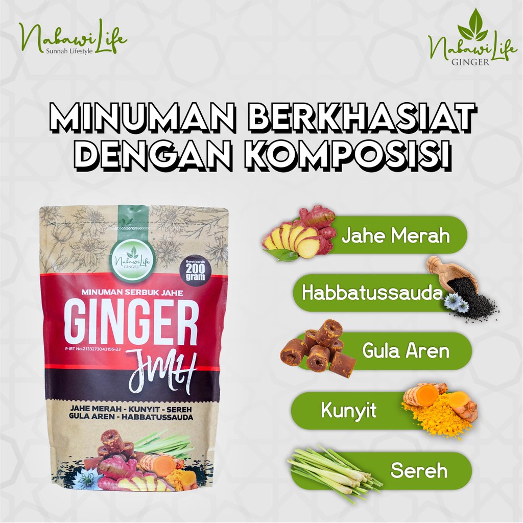 

GINGER JMH JAHE MERAH INSTAN 100% ORIGINAL JAHE/ HABBATUSAUDA / KUNYIT / SEREH / GULA AREN