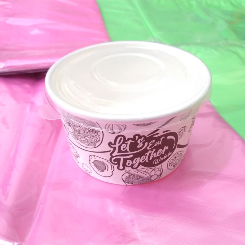 paper bowl motif 360ml/paperbowl kertas isi 50pcs/paper bowl walalaa 50pcs
