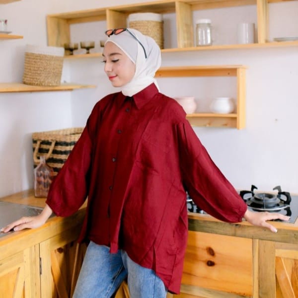 Kemeja Over Size Kemeja Jumbo Wanita / Kemeja Oversize Busui/Kemeja Polos Lengan panjang