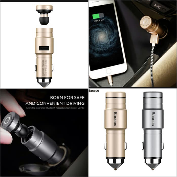 car charger baseus intelligent car plus headset bluetooth